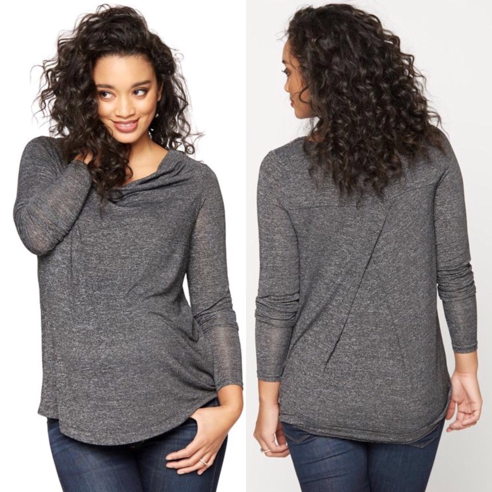 Splendid Maternity Drape Front Top Charcoal Gray